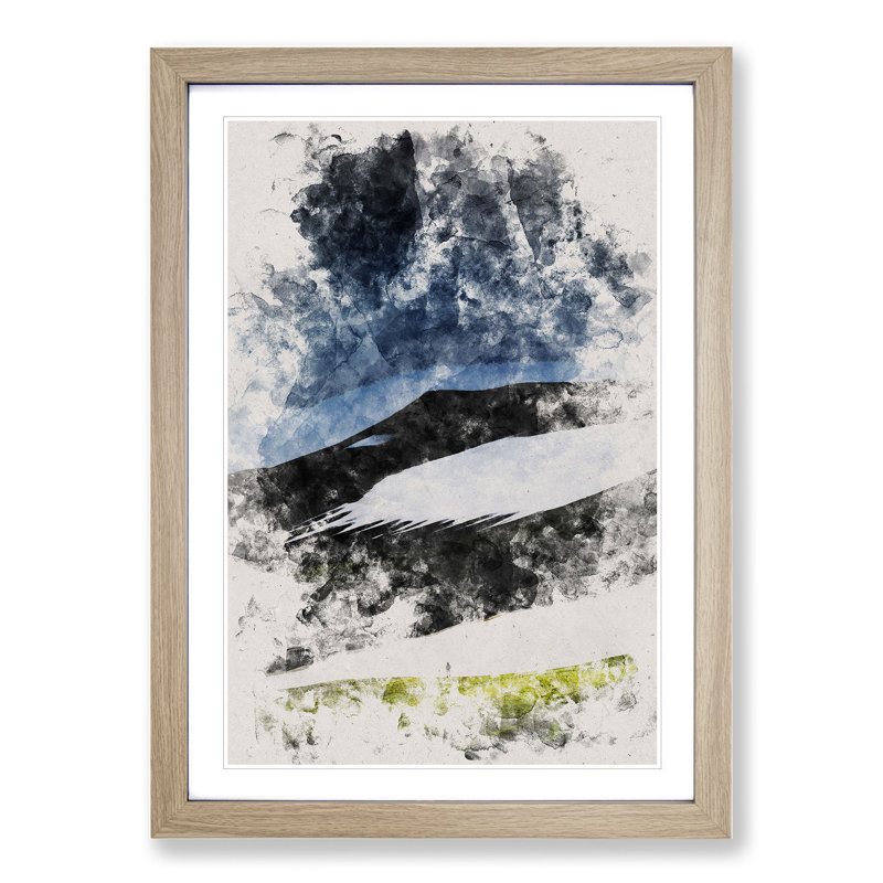 Beneath the Mountains of Iceland - Picture Frame Painting, 48cm H x 36cm W x 2cm D, Oak