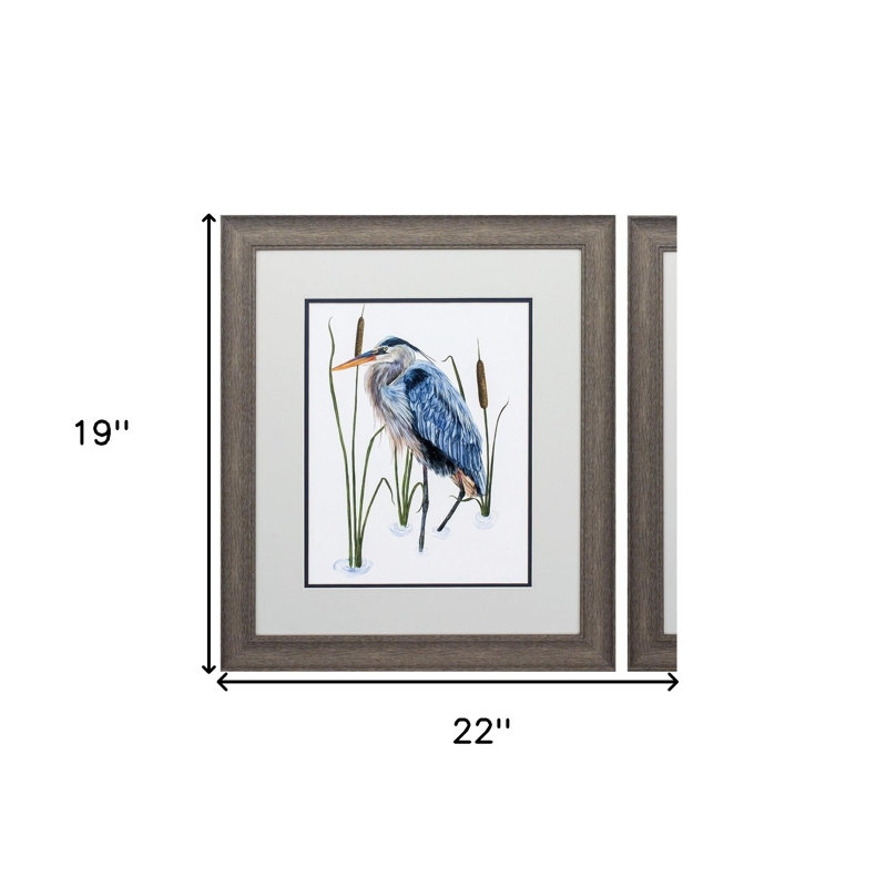 Décoration murale encadrée 22 po x 19 po Blue Heron