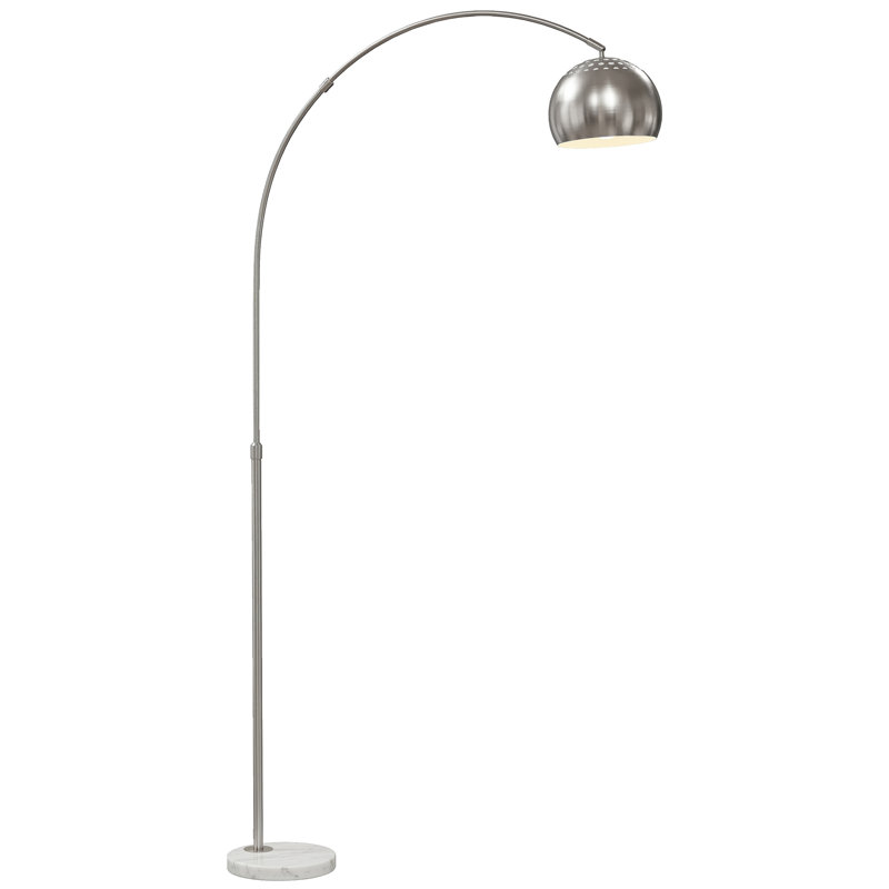 HOMCOM Arc Floor Lamp Modern Adjustable with Foot Switch, Silver