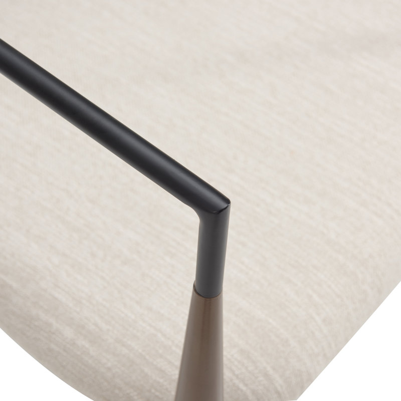 Tabouret de bar 29,75 po Amen, Tissu beige / base café, Tabouret de comptoir (siège d'une hauteur de 25,5