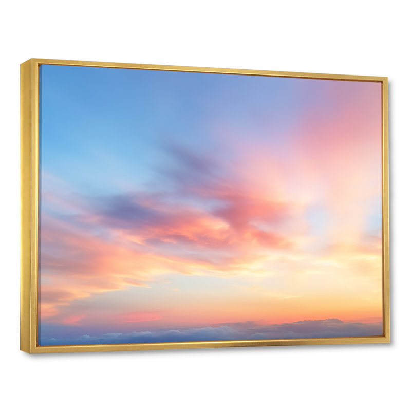 Cotton Candy Skies 1 - Sky, art mural, Cadre flottant brun, H 16 po x l 32 po x P 1 po