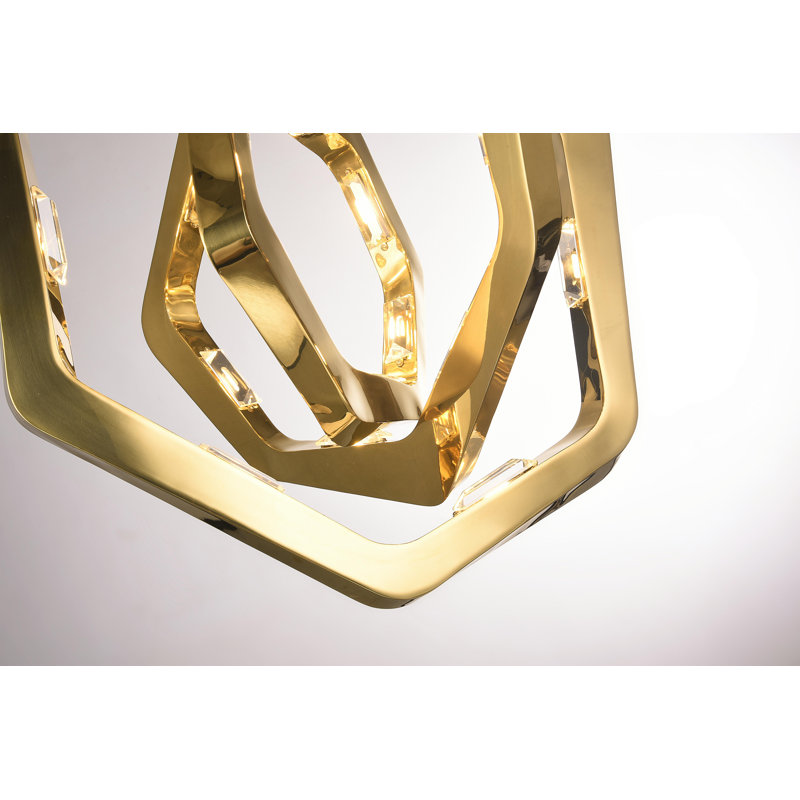 Luminaire suspendu transitionnel à cadre DEL doré
