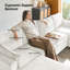 Canapé modulaire avec rangement en velours côtelé 4 pièces Catlin avec plateau polyvalent, coussins de dossier et sac de rangement-318812085