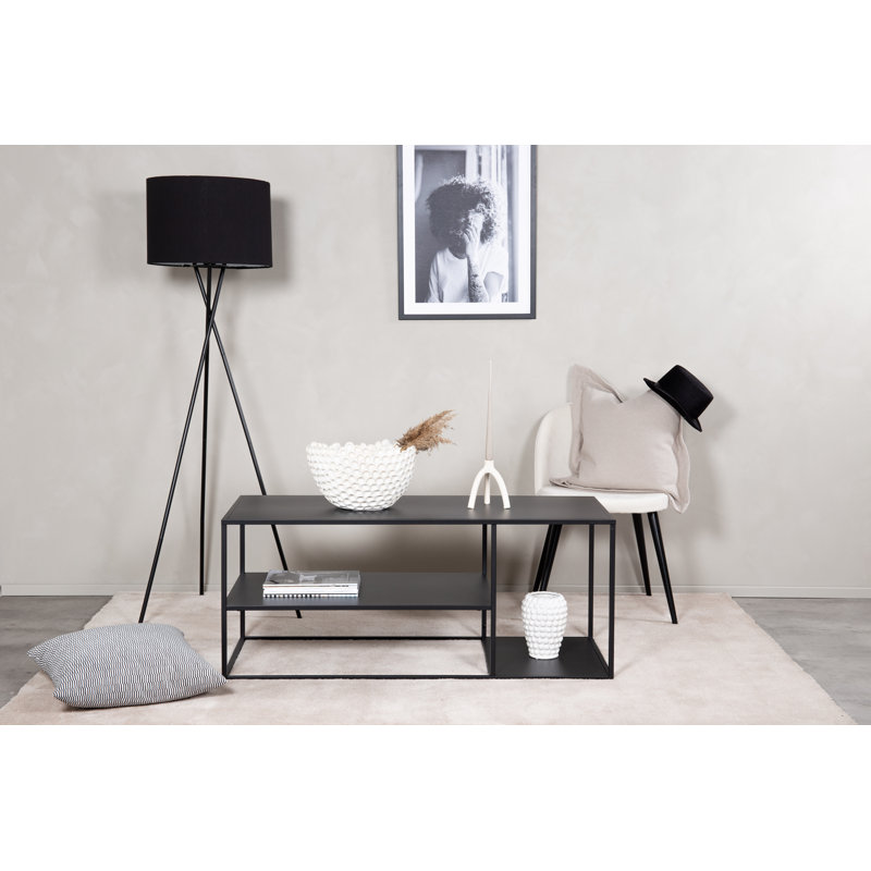 Febiya Frame Coffee Table with Storage, Black