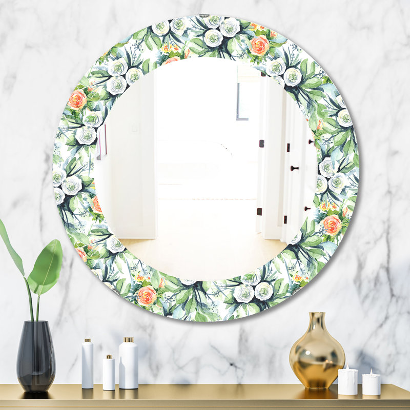 Fleurs vertes 8 - Miroir traditionnel, H 31,5 po x l 23,7 po