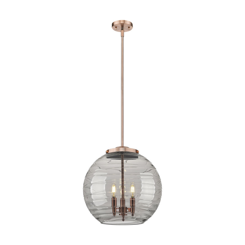 Luminaire suspendu 3 lumières Christly, H 17,13 po x l 15,75 po x P 15,75 po, Rose, Gris fumée clair