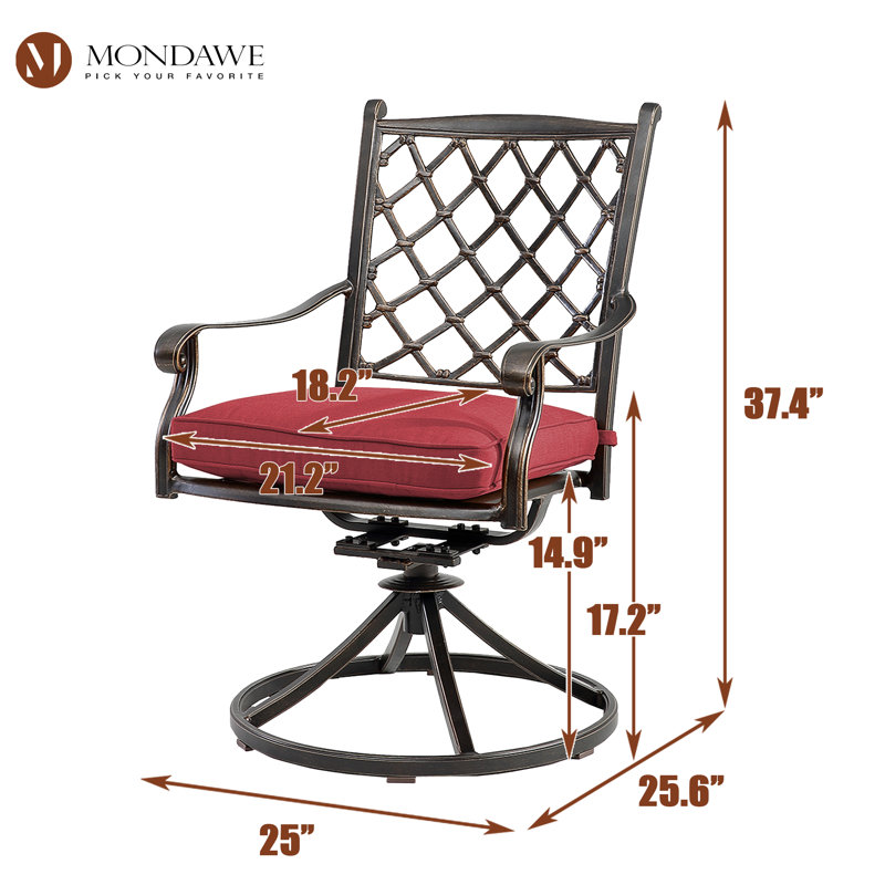 Chaise de patio pivotante avec coussin