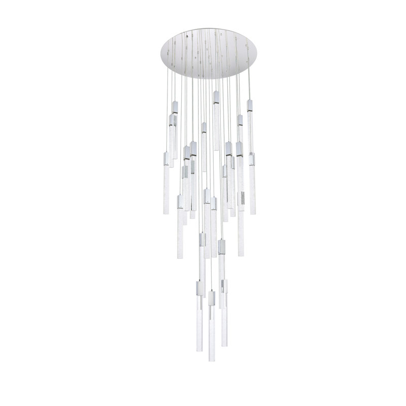 Luminaire suspendu rectangulaire à 25 lumières Aliha, Chrome