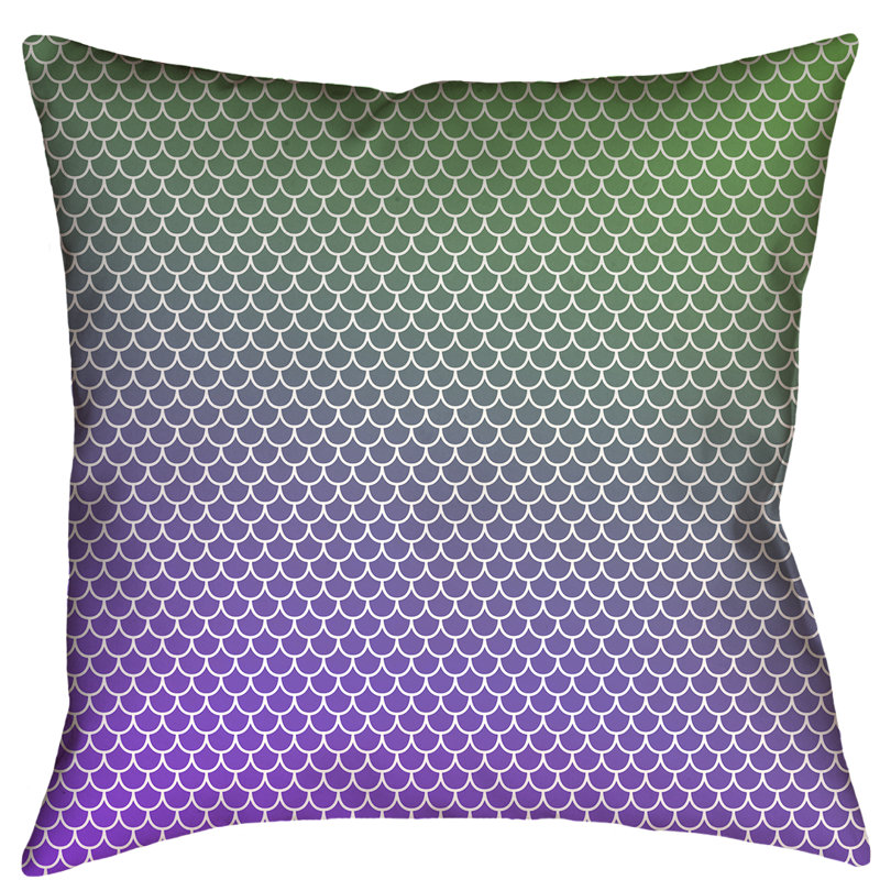 Coussin décoratif intérieur / extérieur Katelyn Elizabeth, 28 po x 28 po, Vert / Mauve