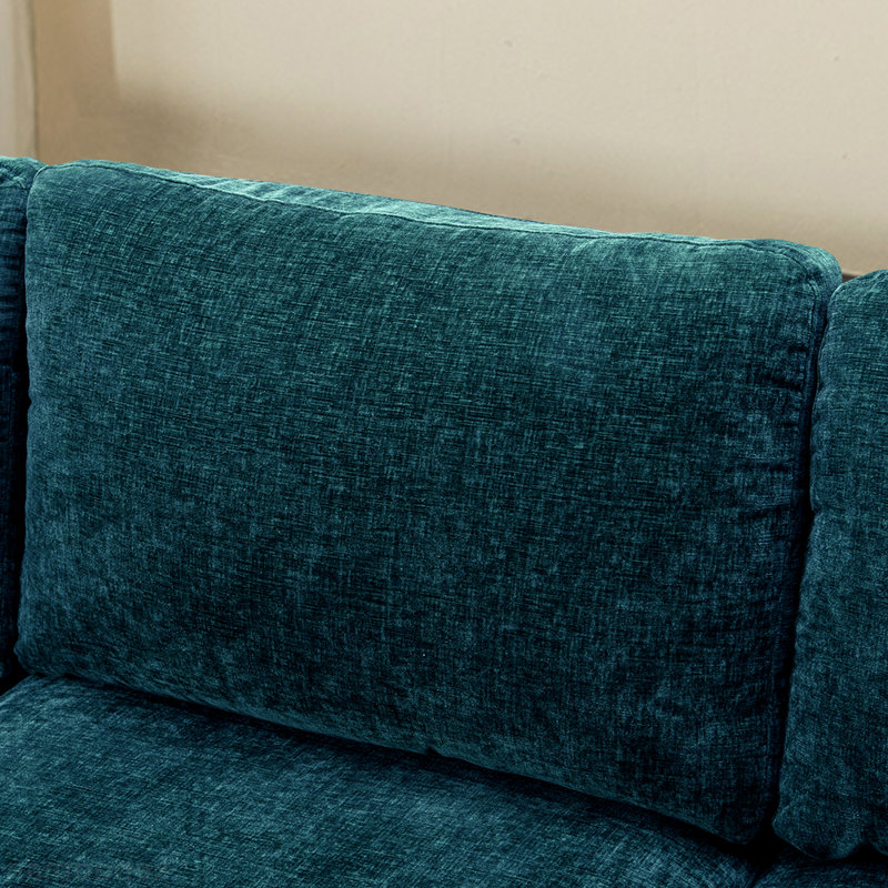 Canapé modulaire 3 pièces Donnica, 100 % polyester bleu sarcelle