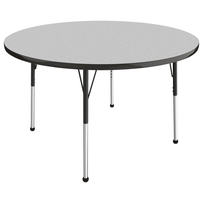 Table ronde à hauteur réglable, 48", Gris / noir, Standard Ball Glide