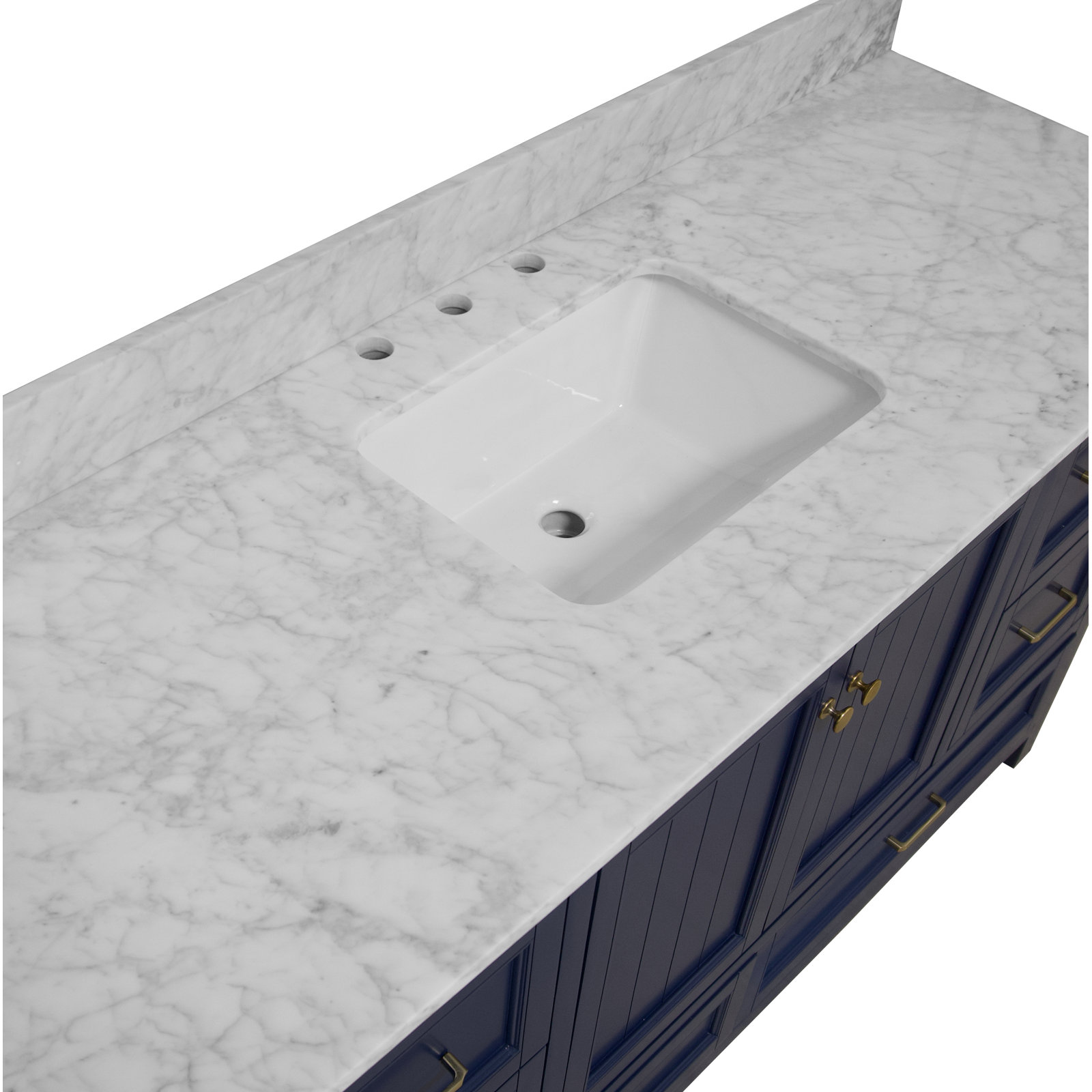 Maven 60" Carrara Marble Single Bathroom Vanity, Royal Blue