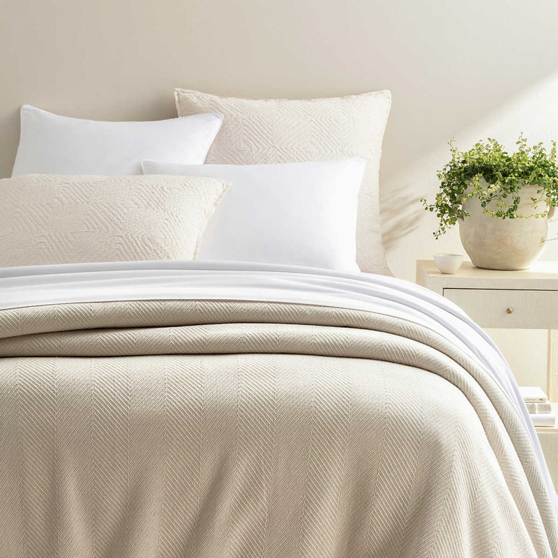 Herringbone Blanket, King Blanket, White/Ivory