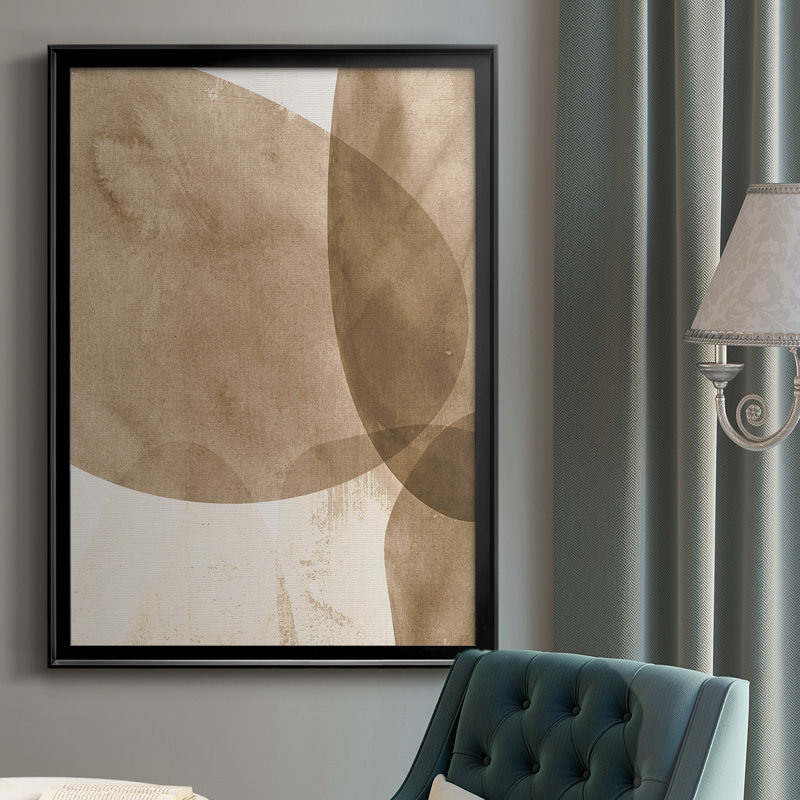 " Neutral Object I " Painting, 18.5" W x 24.5" H, Black Framed