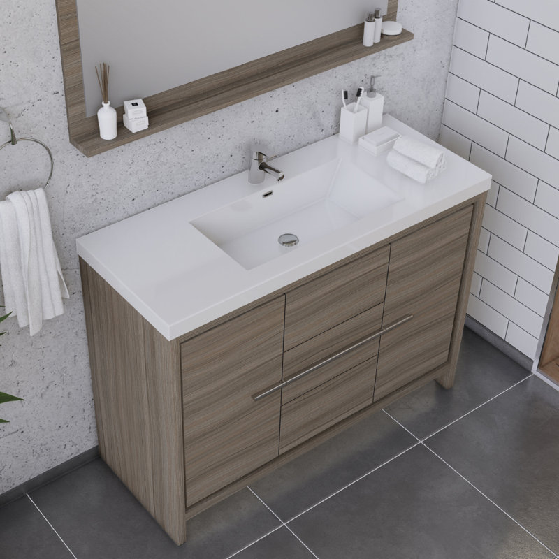 Meuble-lavabo simple 48 po Feike, Gris
