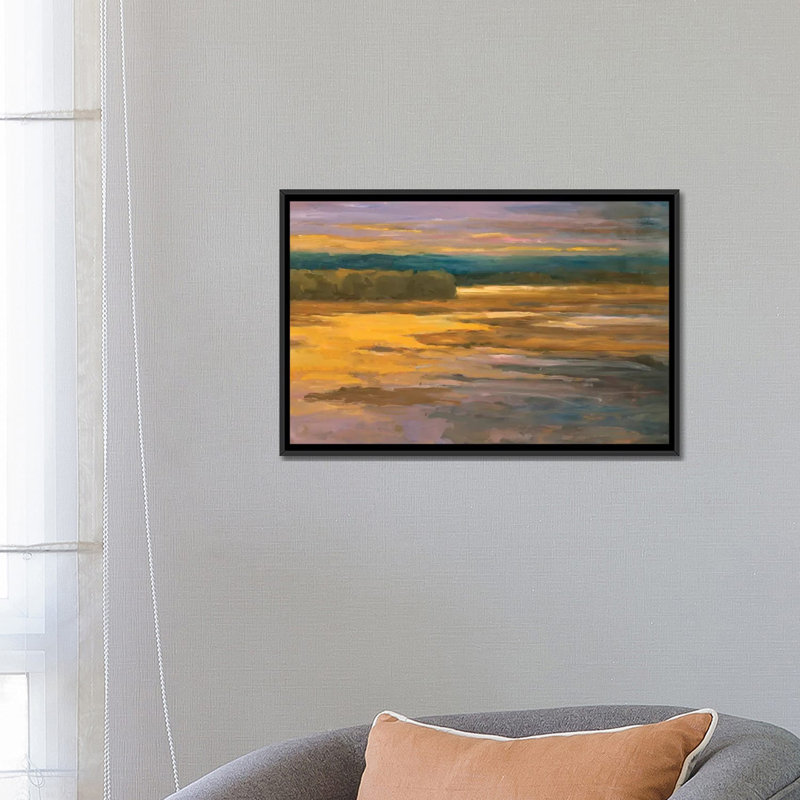 « pacifique ii », impression sur toile, H 18 po x l 26 po x P 1,5 po, Toile encadrée noire, Pas de tapis