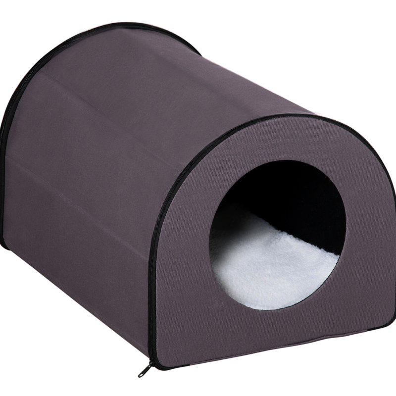 Maison pour chat avec coussin chauffant, imperméable portatif, intérieur brun spacieux