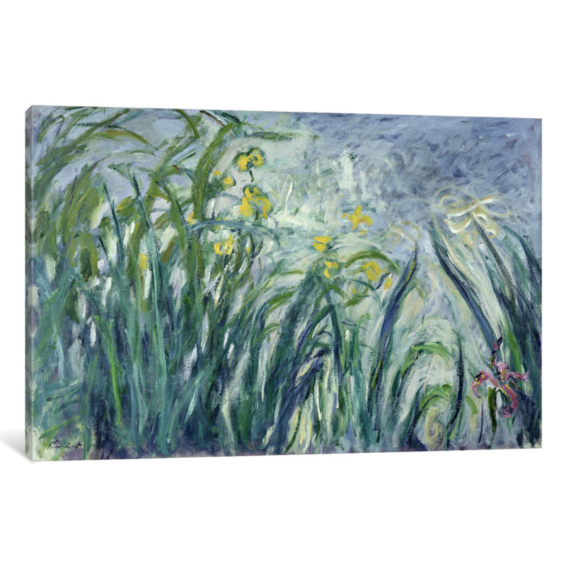 «Yellow and Purple Irises» par Claude Monet, reproduction d'art sur toile tendue, H 26 po x l 40 po x P 1,5 po