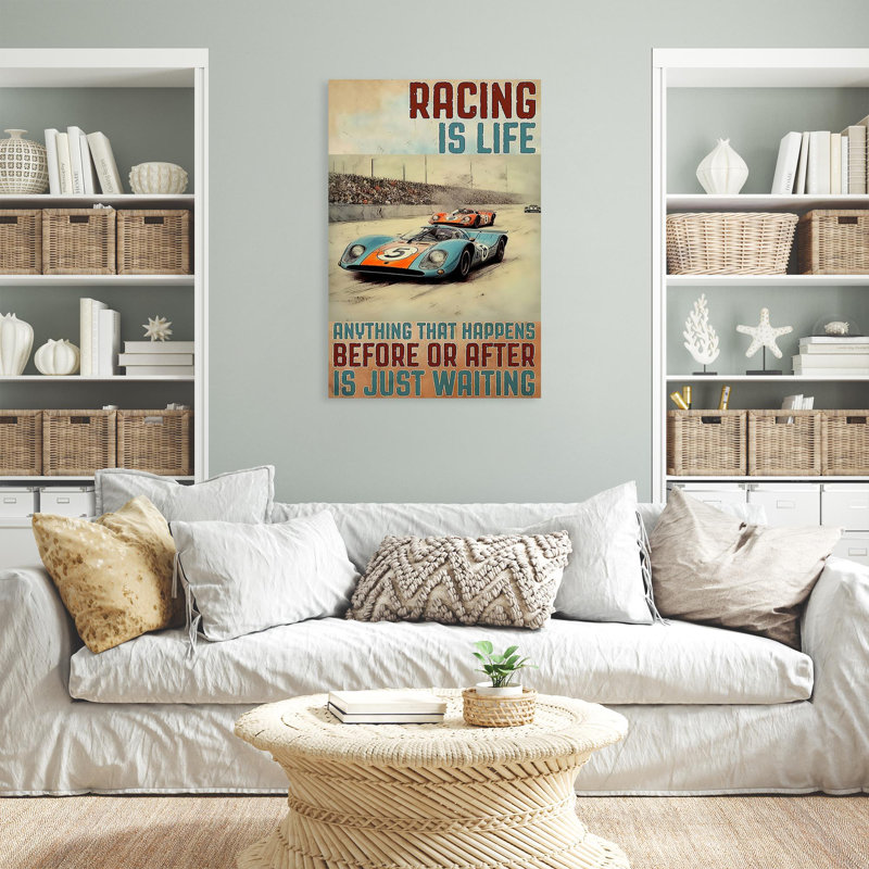 Car Racing Racing Is Life - 1 Pièce Rectangle Grap Car Racing Racing Is Life - 1 pièce, reproduction d'art graphique sur toile tendue