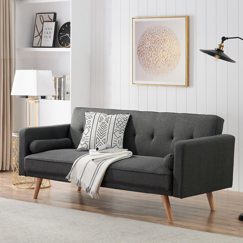 Upholstered 71.6'' Sleeper Sofa, Dark Gray