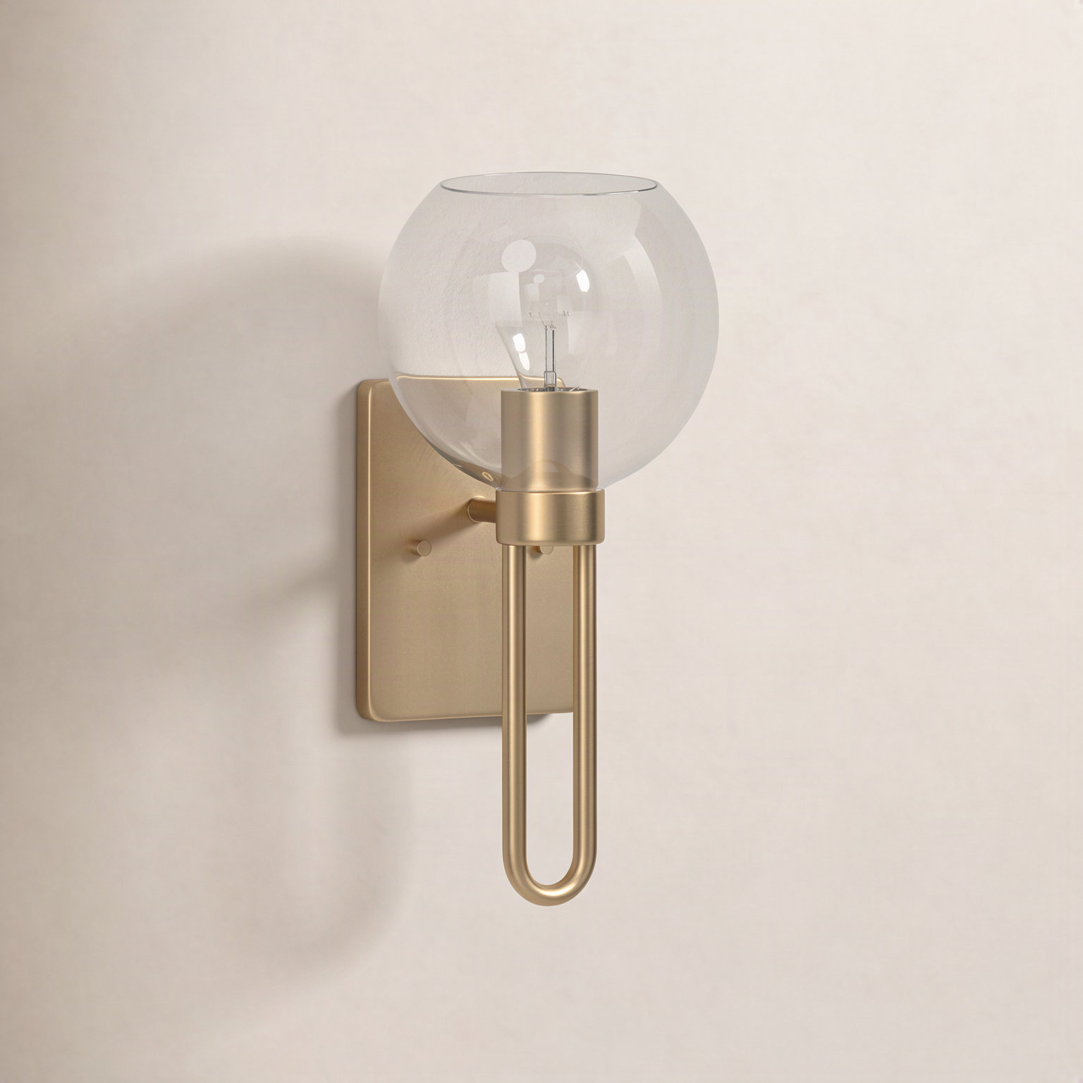 Single Transparent Dimmable Bath Sconce, Satin Brass