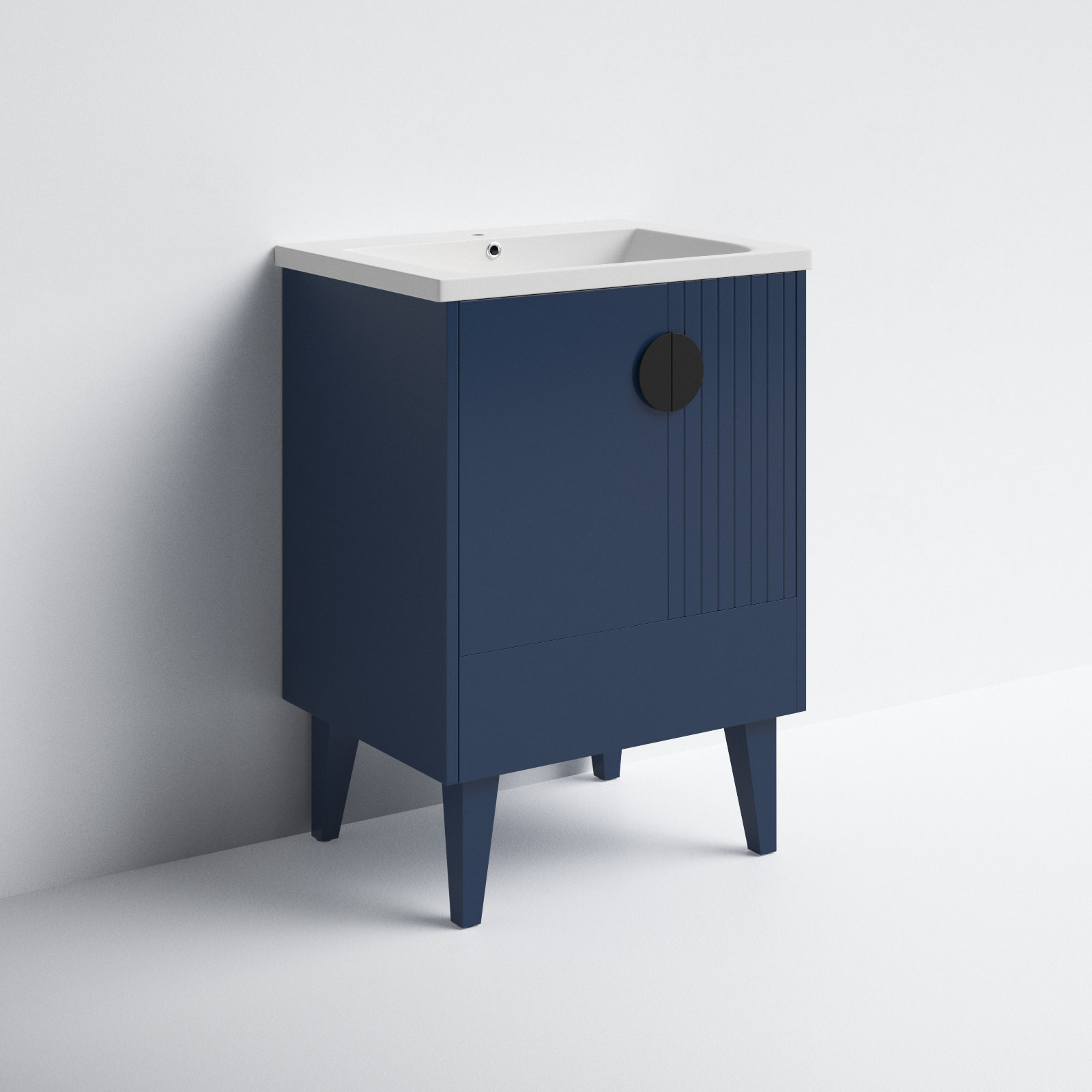 Saimah 24'' Single Bathroom Vanity, Navy Blue, Black