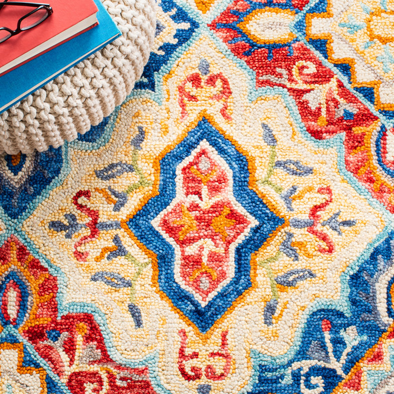 Farnam Hand Tufted Wool/Cotton Southwestern Rug in Blue/Rust, Rectangle 8' x 10'