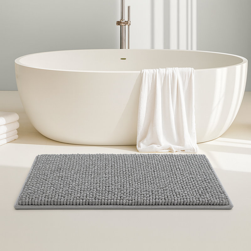 Tapis de porte absorbant en chenille, 51 x 76 cm, tapis de bain doux en microfibre pour entrée, cuisine, salle de bain et animaux de compagnie, lavable à la machine, antidérapant, idéal pour les pattes boueuses.