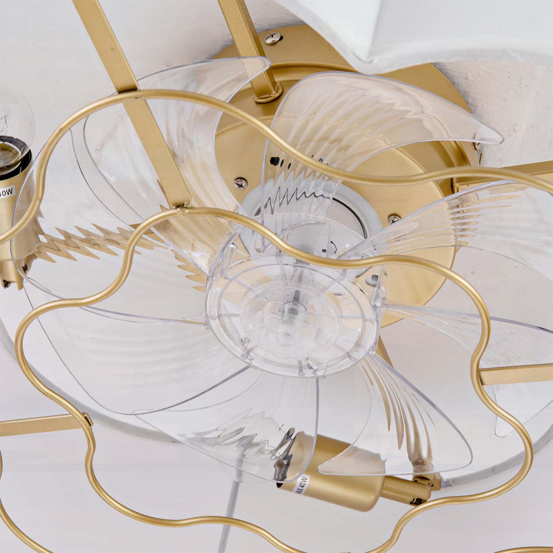 Ventilateur de plafond encastré en tissu de 19 pouces avec conception en nuage, moteur silencieux réversible à six vitesses, application et télécommande, idéal pour les petites chambres et les chambres de bébé
