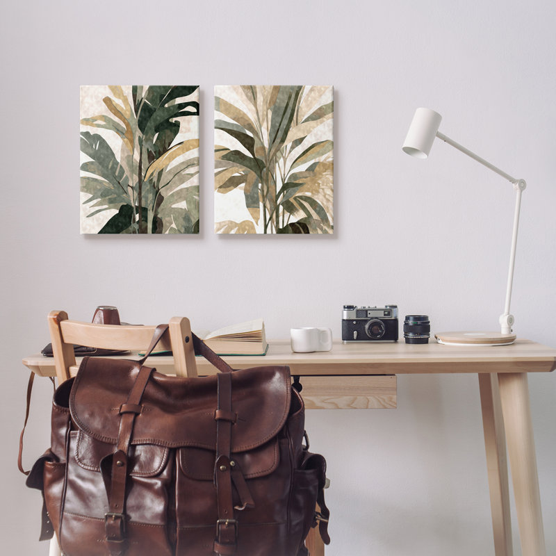 "Bay Isle Home™", ensemble de 2 toiles de palmiers modernes par Ziwei Li, H 20 po x l 16 po x P 1,5 po