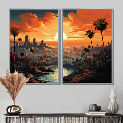 Los Angeles City Of Angels IV - Large Los Angeles Wall Decor 2-Panels