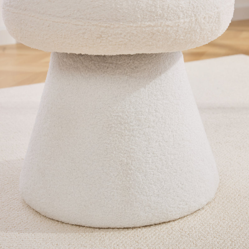 Repose-pieds pivotant à 360 ° en tissu en forme de champignon, aucun assemblage requis, Blanc