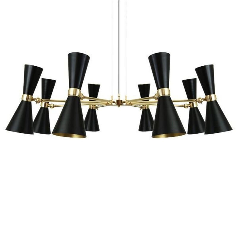 Luminaire suspendu tambour noir - 8 ampoules
