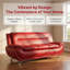 Canapé moderne en similicuir rouge avec dossier capitonné, accoudoirs coussinés et sièges rembourrés moelleux-827157609