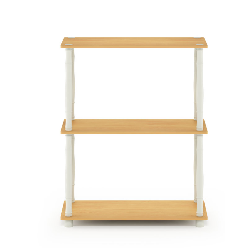 Decorius Etagere Bookcase, Natural/White, (4 Shelves) 43.25" H x 23.6" W x 11.6" D
