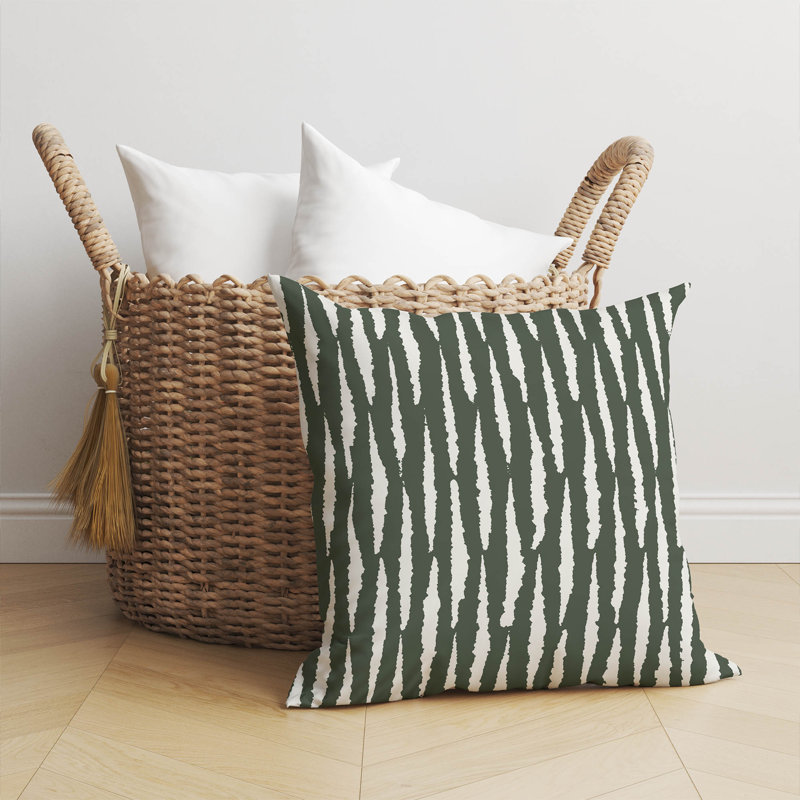 Coussin Scar, H 16 po x l 16 po, Chimichurri / rayé vert