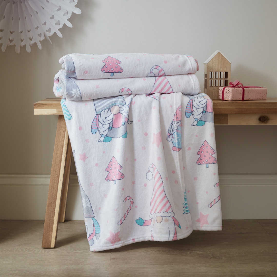 Christmas Festive Gnomes Cosy Fleece Blanket Throw