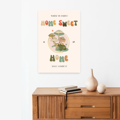 «Sweet Home», grenouille champignon rétro, art mural forêt rétro
