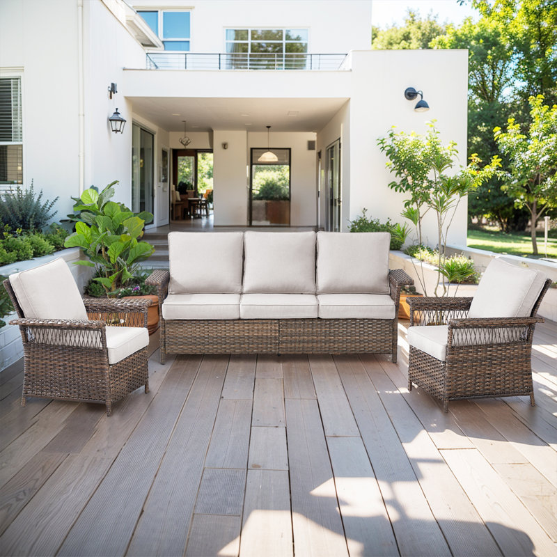Anferney 5 - Person Outdoor Sofa Seating Group with Cushions, Beige
