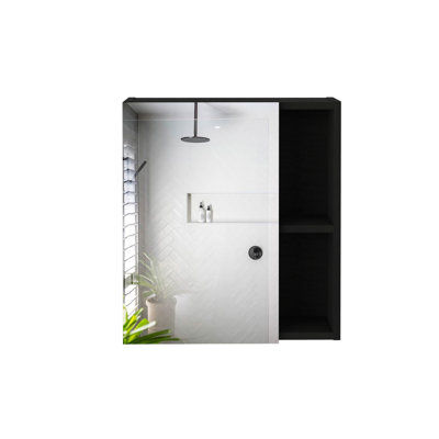 Labelle Medicine Cabinet With Mirror, Five Internal Shelves, Single Door -Black