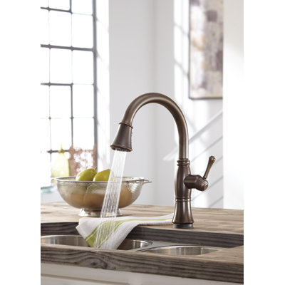 Delta Cassidy™ Pull Down Touch Single Handle Kitchen Faucet With Side Spray In Venetian Bronze