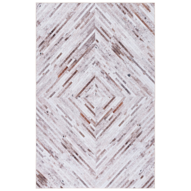 Tapis géométrique lavable à la machine Aurelea, Rectangulaire 8 pi x 10 pi