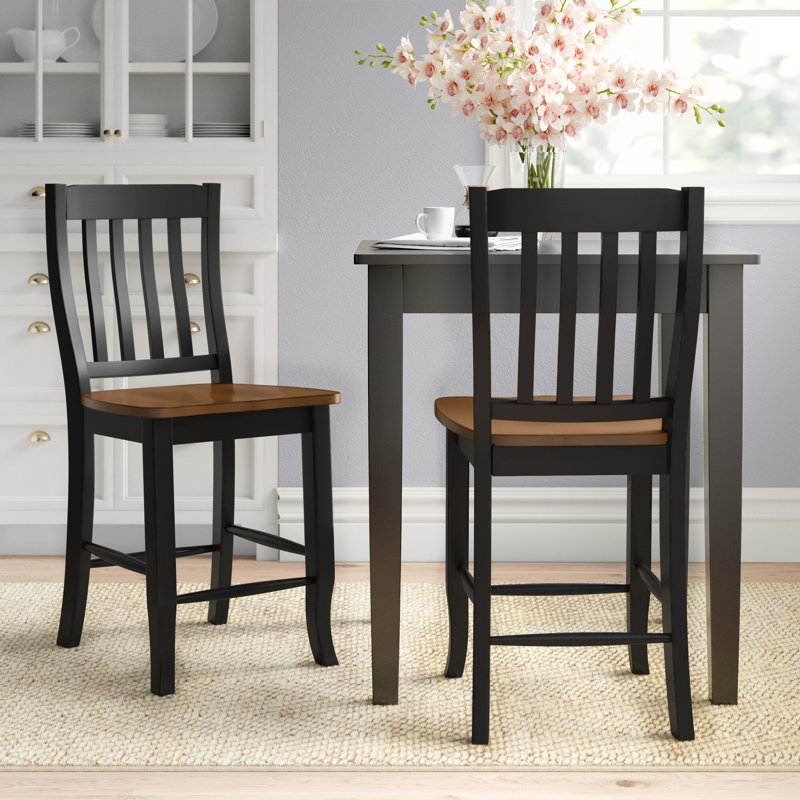 Orviston Solid Wood Counter Stool, Black/Dark Brown
