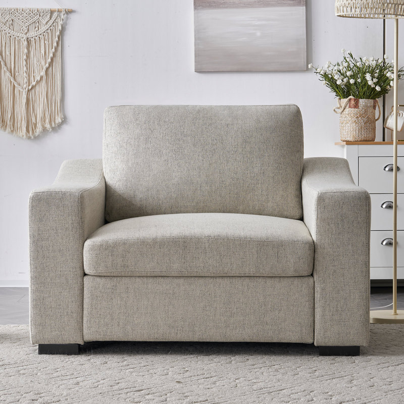 Stutsman Upholstered Chair And A Half, Tan Polyester Blend