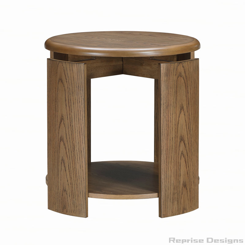 Table de bout ronde avec tablette ouverte