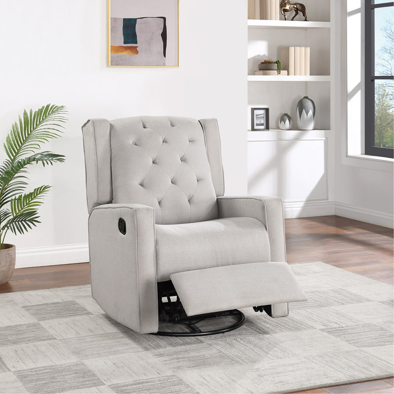 Fauteuil inclinable contemporain pivotant en polyfibre 1pc, Gris clair
