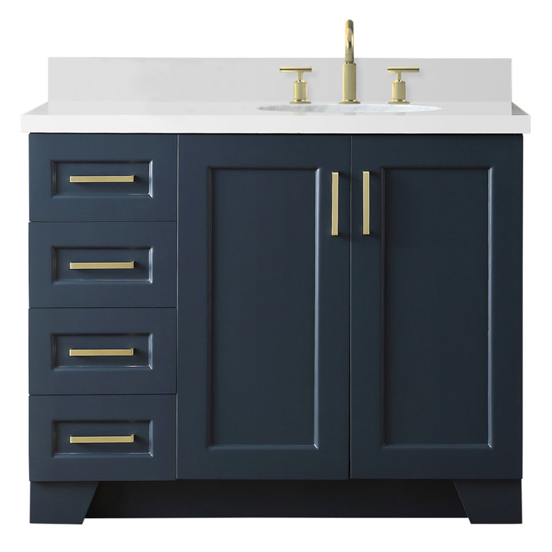 ARIEL TAYLOR 43 IN. RIGHT OFFSET SINGLE OVAL SINK VANITY IN GREY, Midnight Blue