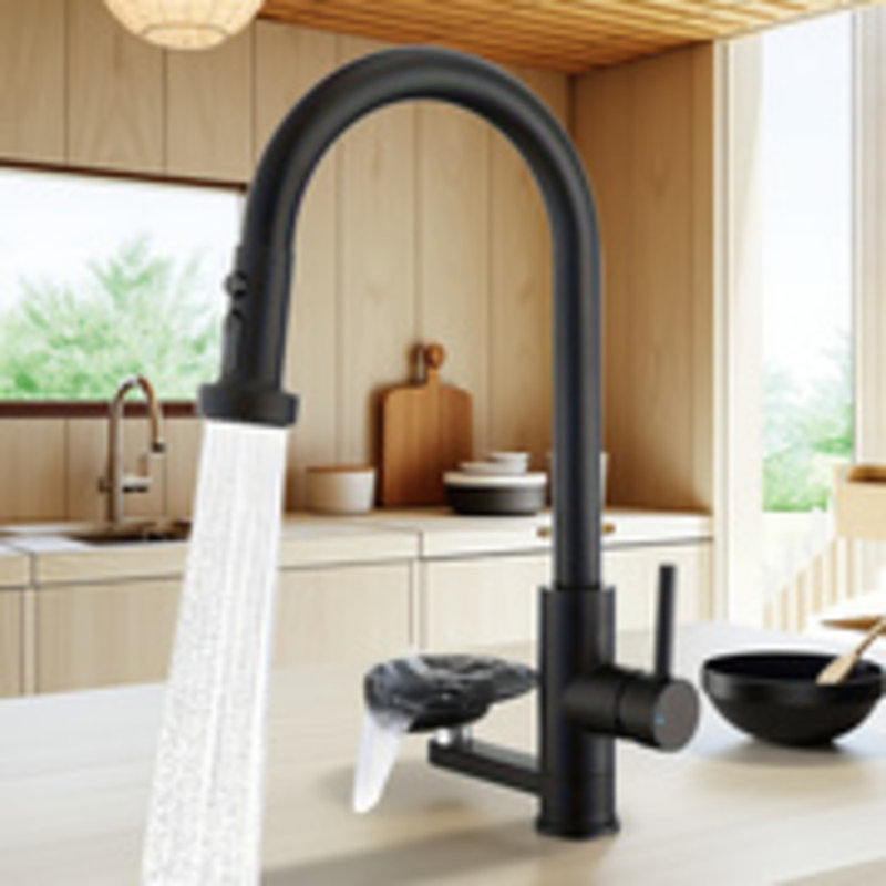 Matte Black Kitchen Faucet With Pull-down Sprayer 3 Spray Modes Pull-down Function, Single-handle Control, Durable Construction Ideal For Kitchen Sinks