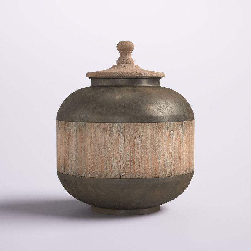 Metal Canister, 14.15" H x 11.6" W x 11.65" D
