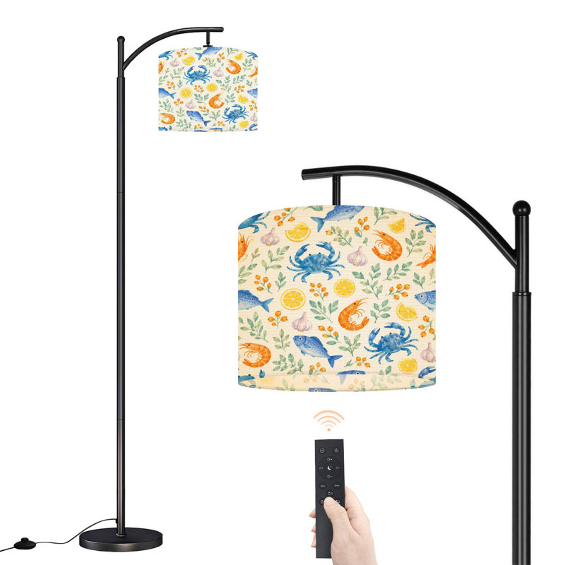 Lampe sur pied à arc avec abat-jour réglable Crabes bleus crevette poisson Lemon Coastal